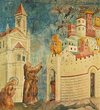 François chasse les démons de la ville d'Arezzo